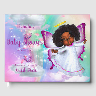 Rainbows, Fluffy clouds & Butterfly Baby Girl Guest Book