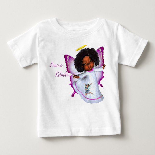 Rainbows, Fluffy clouds & Fairy Butterfly Girl Baby T-Shirt (Front)