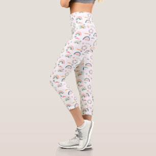 Rainbows & Hearts Pattern Capri Leggings