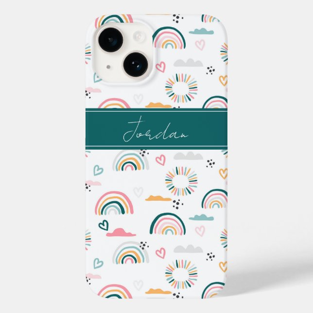 Rainbows & Hearts Pattern Case-Mate iPhone Case (Back)