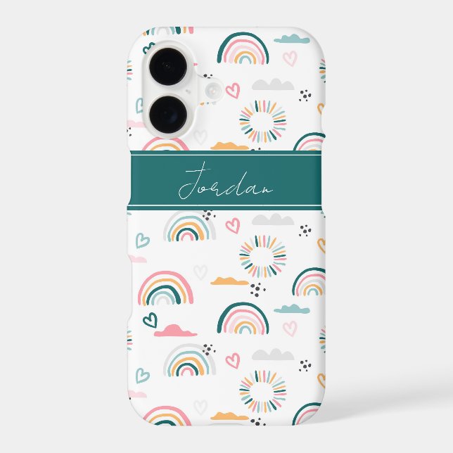Rainbows & Hearts Pattern iPhone Case (Back)