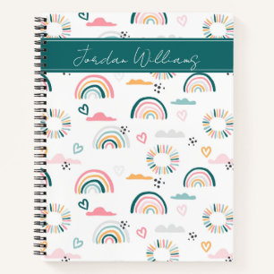 Rainbows & Hearts Pattern Notebook