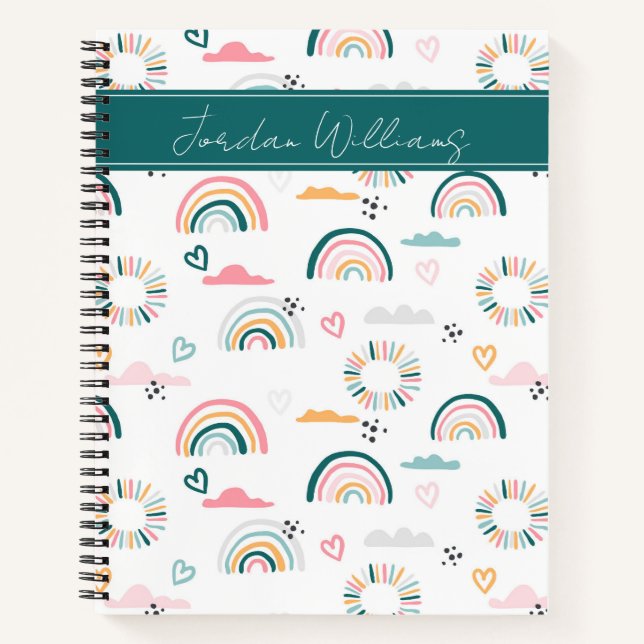 Rainbows & Hearts Pattern Notebook (Front)