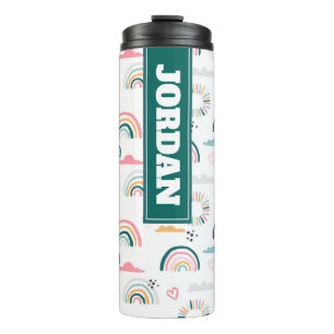 Rainbows & Hearts Pattern Thermal Tumbler
