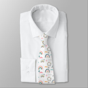 Rainbows & Hearts Pattern Tie