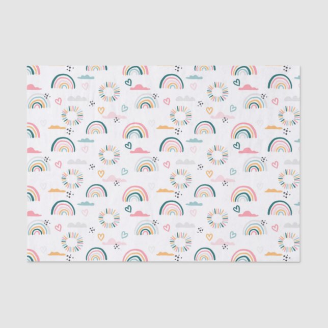 Rainbows & Hearts Pattern Tissue Paper (Front)