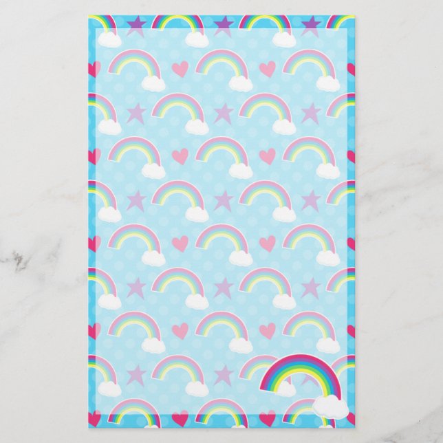 Rainbows, Hearts & Stars Stationery (Front)