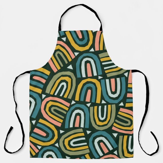 Rainbows in geometric style, vintage pattern. apron (Front)