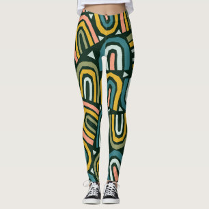 Rainbows in geometric style, vintage pattern. leggings