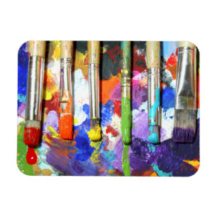 Rainbows In Progress Paint Brush Photography Magnet