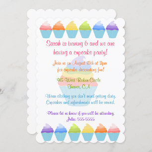 Rainbows of Cupcakes Invitation