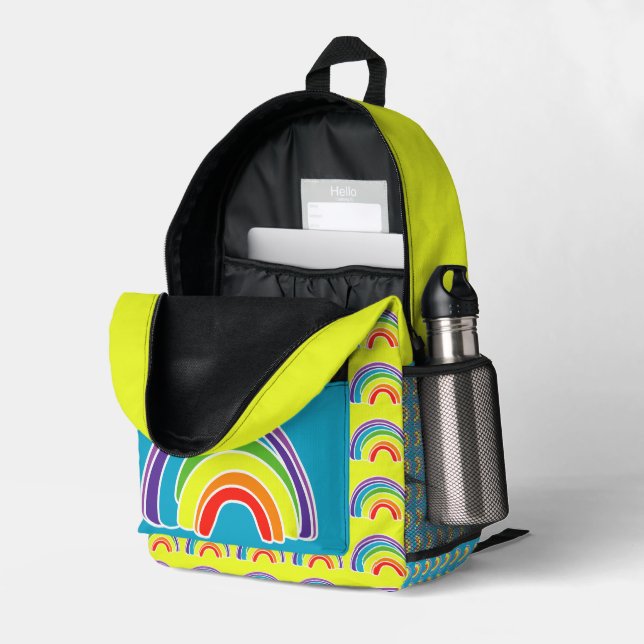 Rainbows on a Well Made Printed Backpack (Back Corner Right (Open))