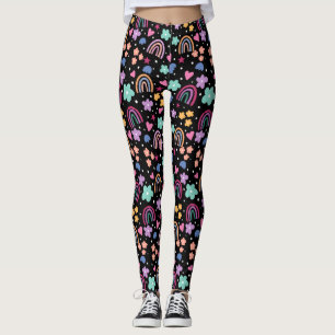 Rainbows on Black Leggings
