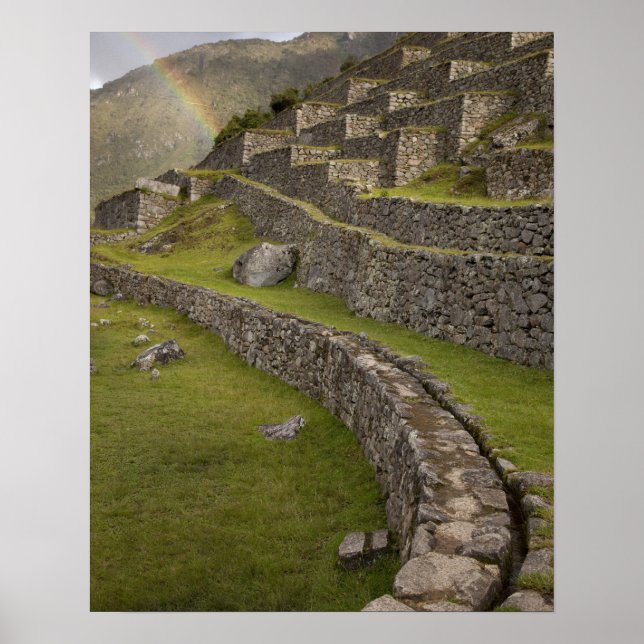Rainbows over the agricultural terraces, Machu Poster (Front)