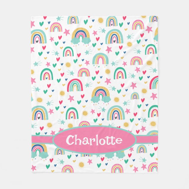Rainbows Personalised Fleece Blanket (Front)
