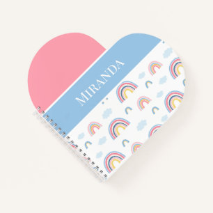 Rainbows Pink Blue Personalised Typography Notebook