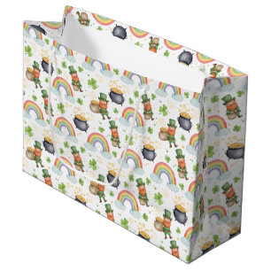 Rainbows Shamrocks Leprechauns St Patrick's Day Large Gift Bag