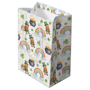 Rainbows Shamrocks Leprechauns St Patrick's Day Medium Gift Bag