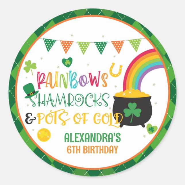 Rainbows, Shamrocks & Pots of Gold Sticker (Front)