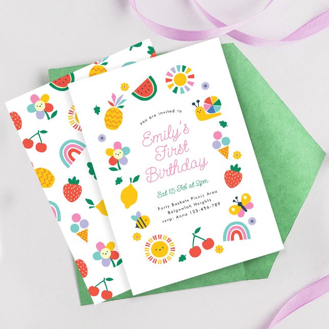 Rainbows Sunshine Party Invite, Summer Birthday Invitation (Creator Uploaded)