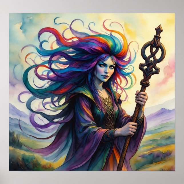 RainbowWitchWatercolor Poster (Front)