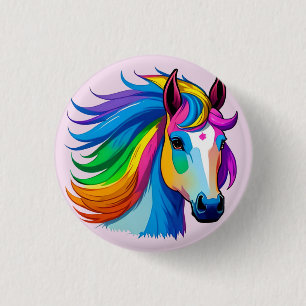 Raindbow Horse 3 Cm Round Badge