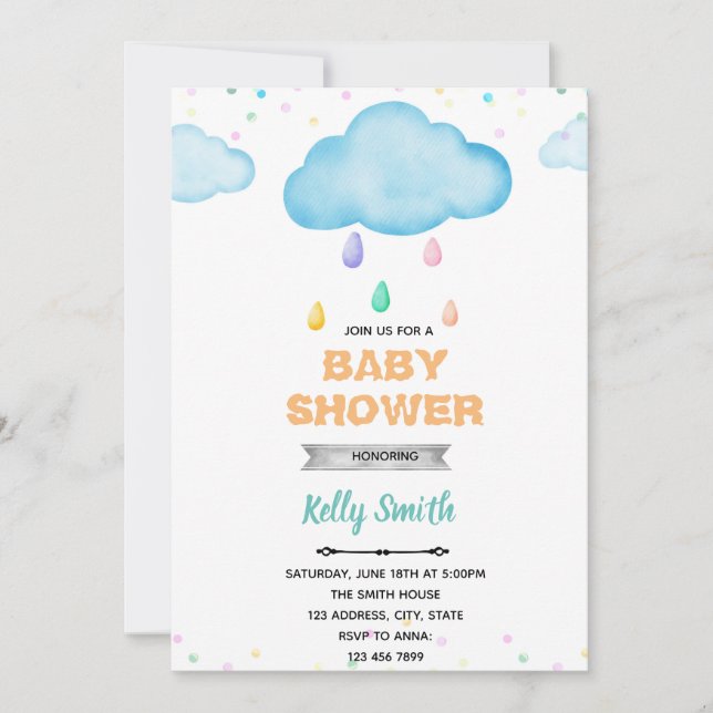 Raindrop birthday invitation (Front)