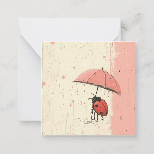 Raindrop Echoes: Minimalist Ladybug Card (Front)