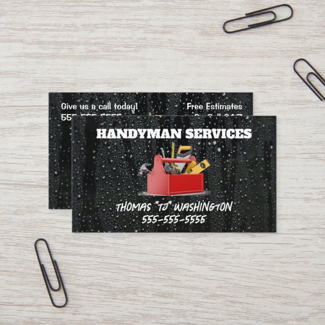 Raindrop Handyman Business Card (Front/Back In Situ)