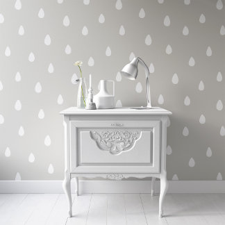 Raindrop Pattern Sage Green Wallpaper for Nursery
