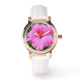 "Raindrop Petals: Pink Hibiscus in Gentle Shower" Watch