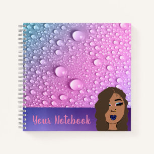 Raindrop Pink And Purple Square Shaped Notebook
