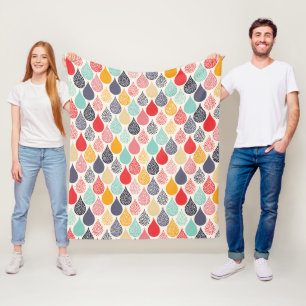 Raindrop Pop Art Dot Pattern Fleece Blanket