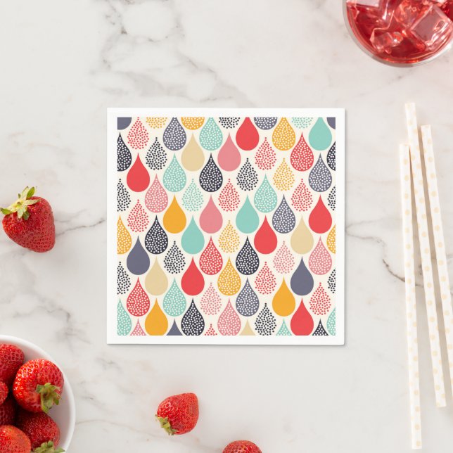 Raindrop Pop Art Dot Pattern Napkin (Insitu)