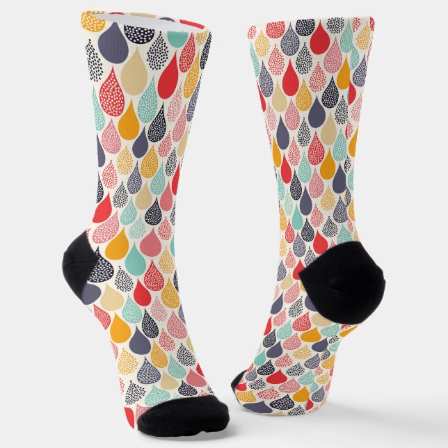 Raindrop Pop Art Dot Pattern Socks (Angled)
