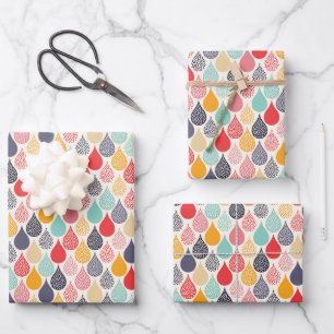Raindrop Pop Art Dot Pattern Wrapping Paper Sheet