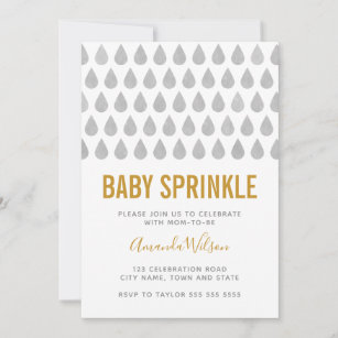 Raindrop Yellow Grey Watercolor Baby Sprinkle Invitation