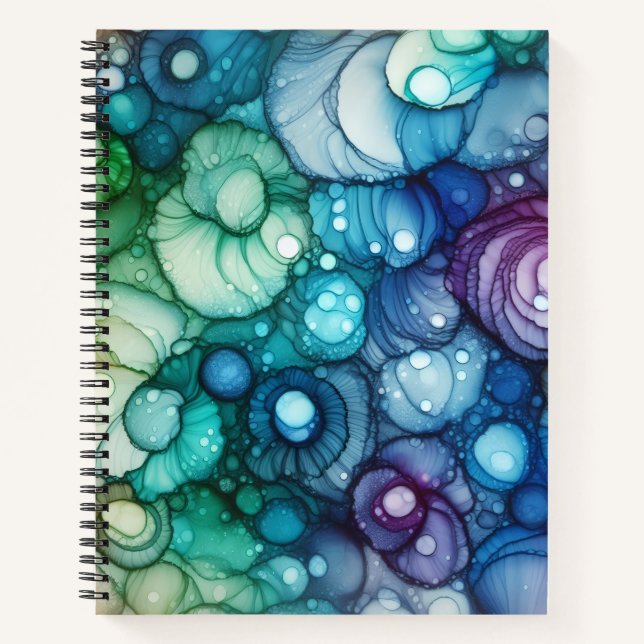 Raindrops Alcohol Ink Deluxe Notebook (Front)