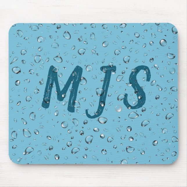 Raindrops And Monogram Mouse Pad (Front)