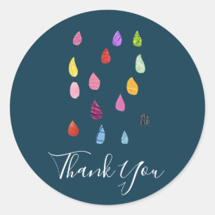 Raindrops art collage cute collage boho classic round sticker