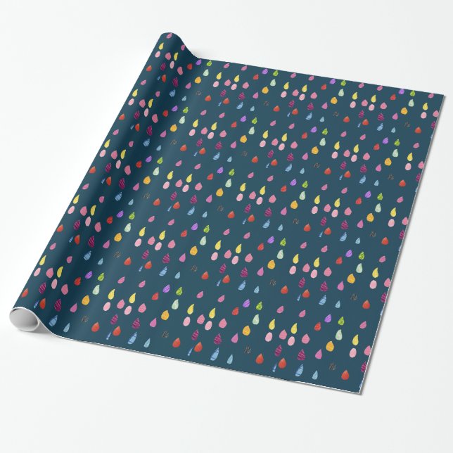 Raindrops art collage cute collage boho wrapping paper (Unrolled)