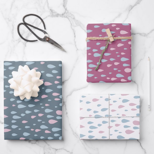 Raindrops Baby Shower Gift  Wrapping Paper Sheet (Front)