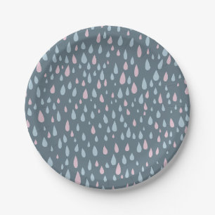 Raindrops Baby Shower  Paper Plate