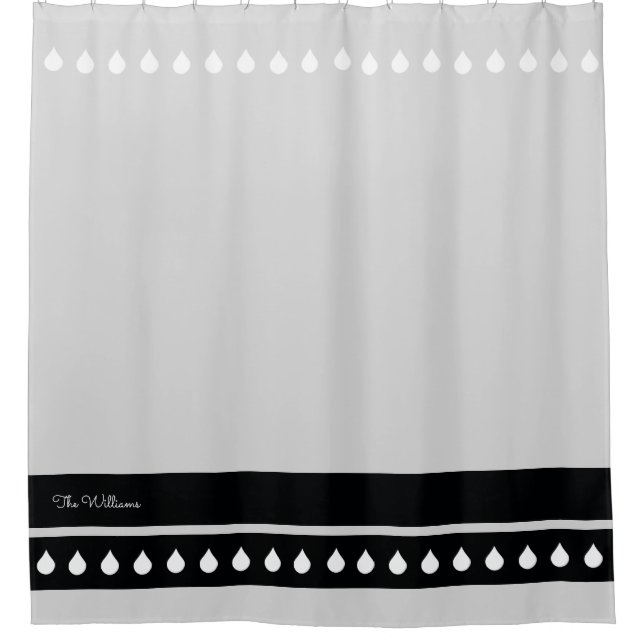raindrops & black stripes, stylish & modern shower curtain (Front)