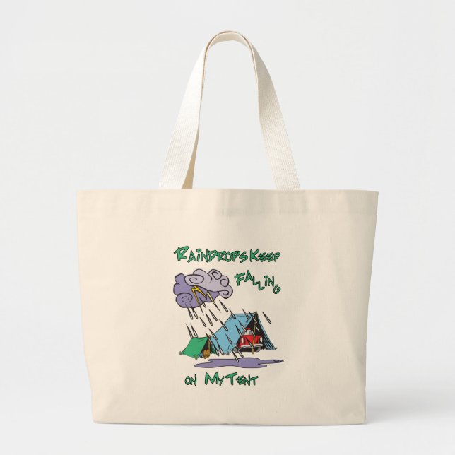 Raindrops Camping Large Tote Bag (Front)