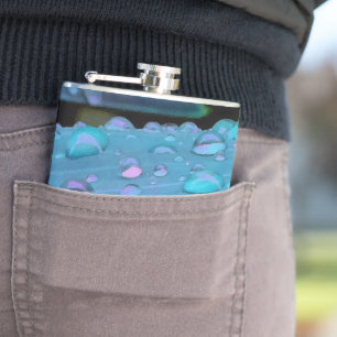 Raindrops Closeup, Spacey Blues Hip Flask