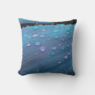 Raindrops Closeup, Spacey Blues Outdoor Cushion