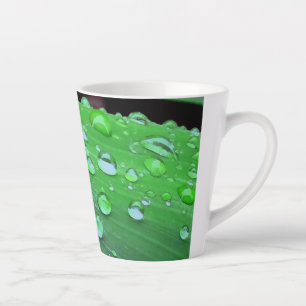Raindrops Closeup, Spacey Green Latte Mug