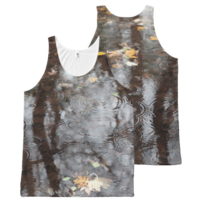 Raindrops in Pond All Over Tank Top (Front and Back)
