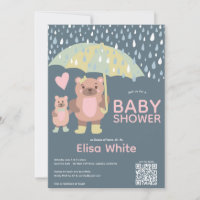 Raindrops Mama & Baby Bear QR CODE Custom Shower